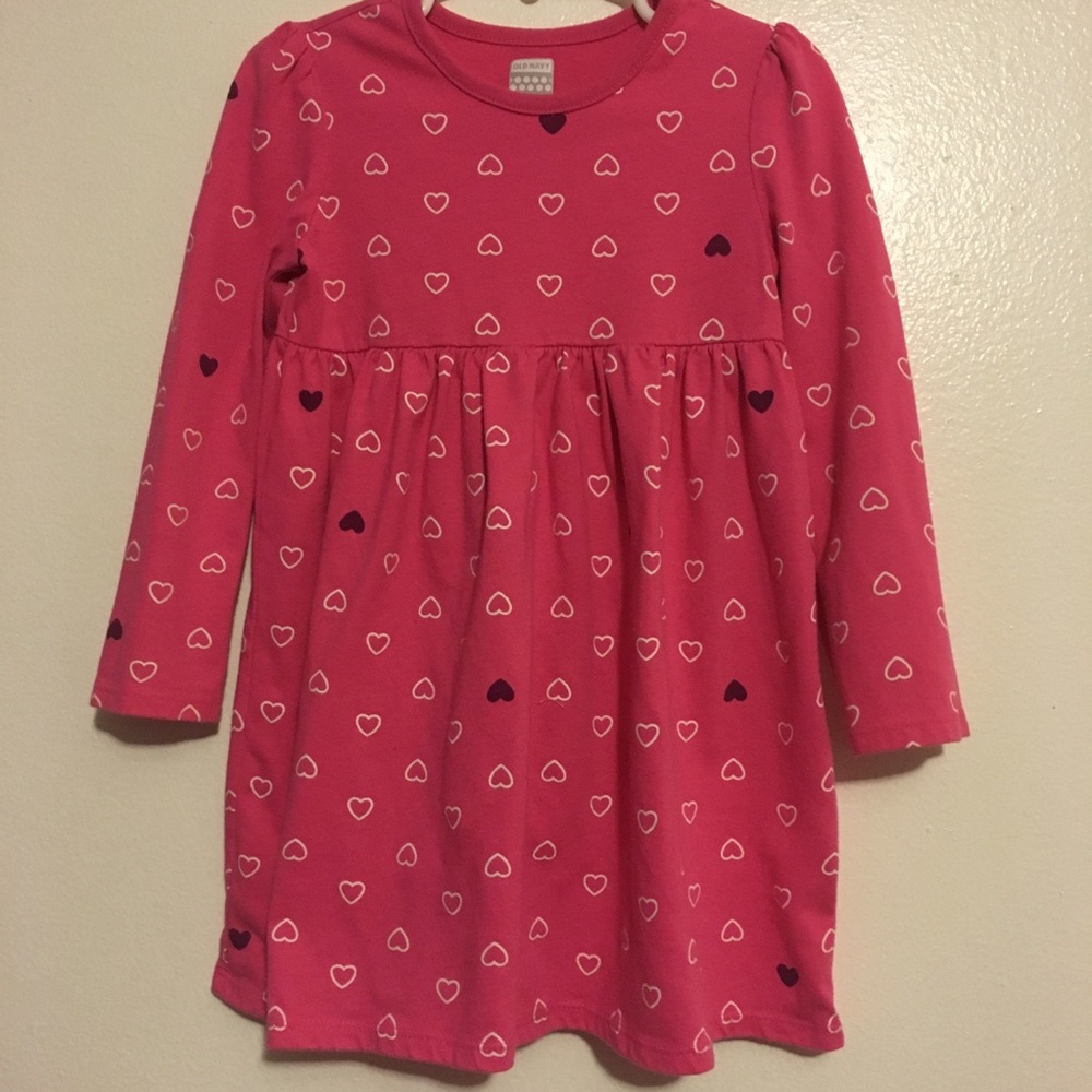 Old Navy Long Sleeve Hot Pink Dress with Hearts